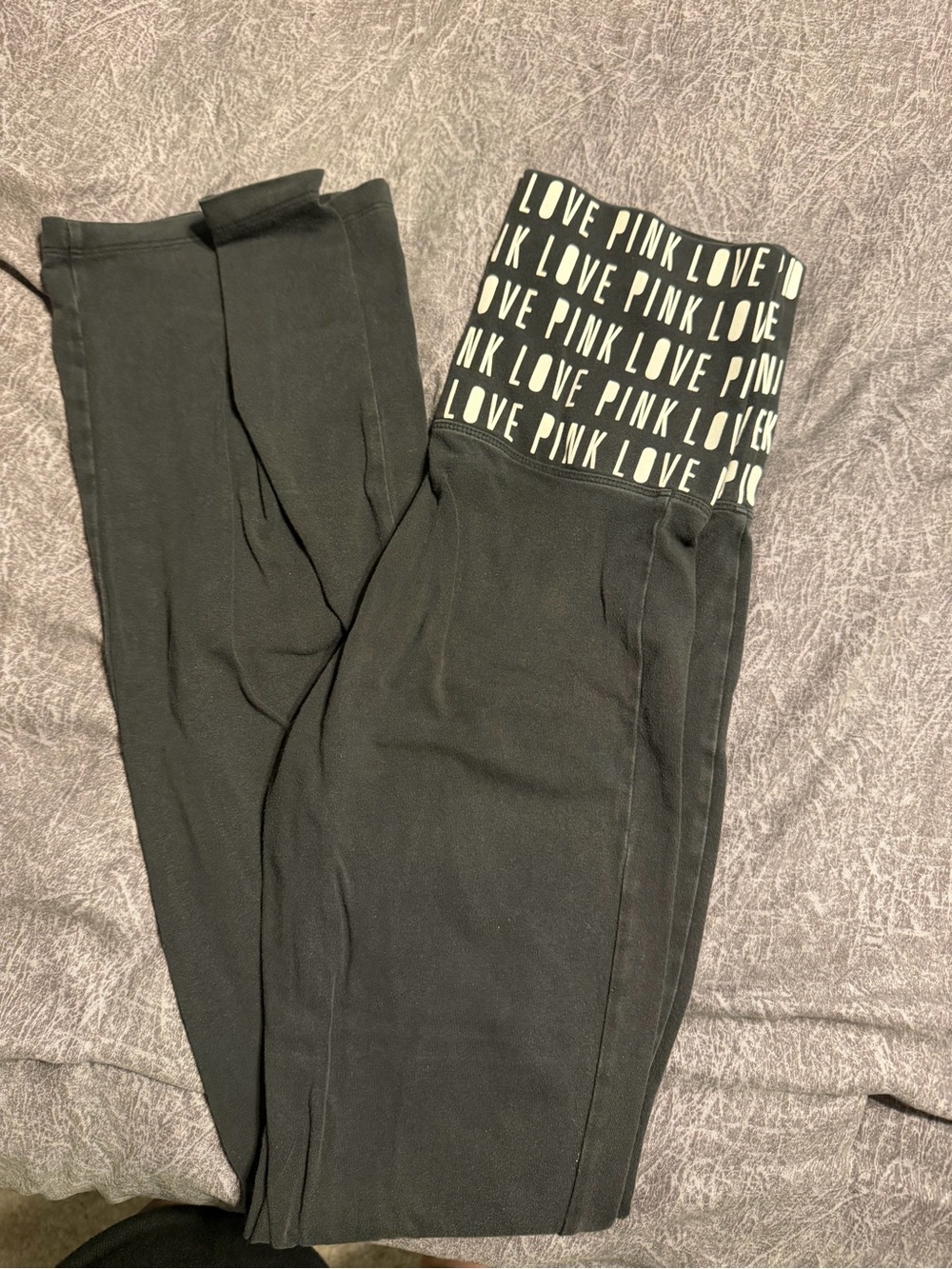 PINK Victoria's Secret Black Boot Cut Flare Pants with Branded Waistband